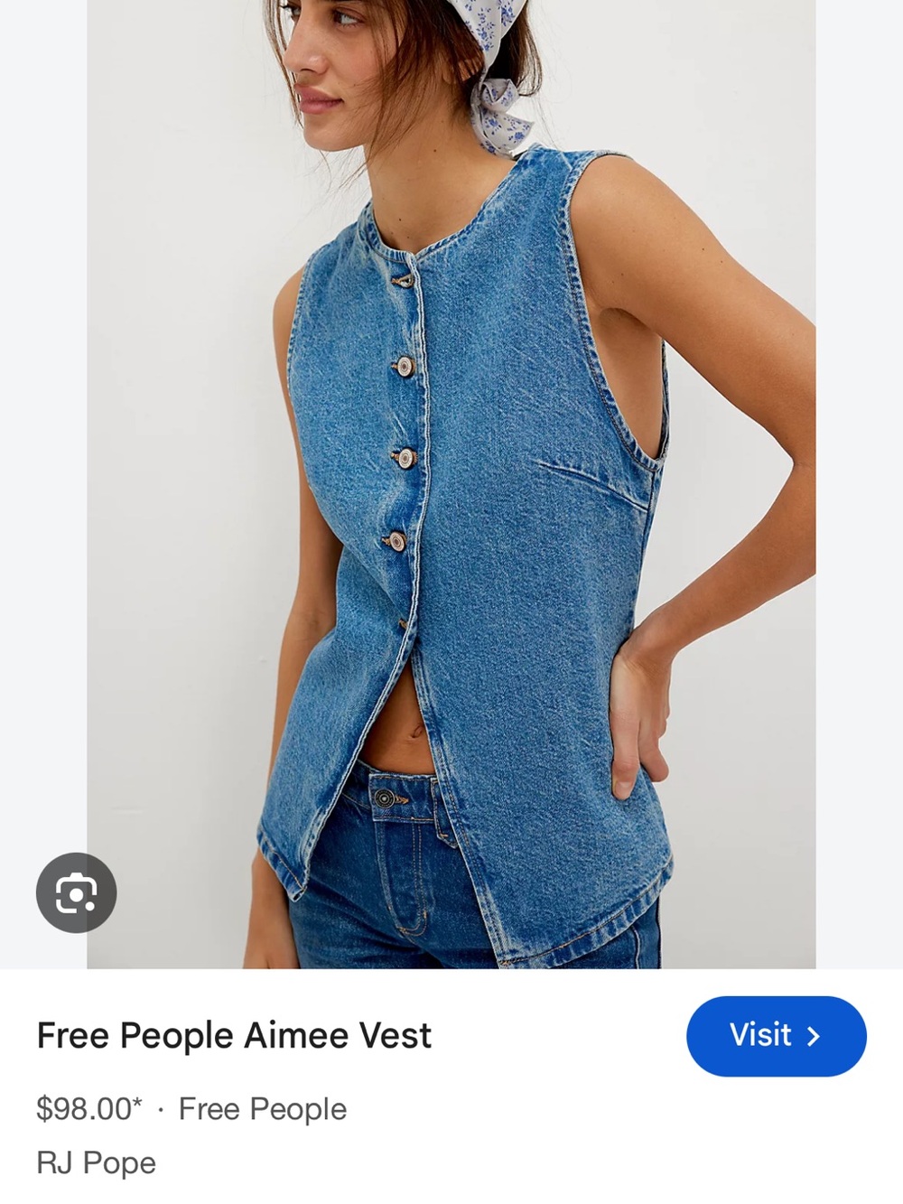 We The Free Sleeveless Denim Tank Top - Blue